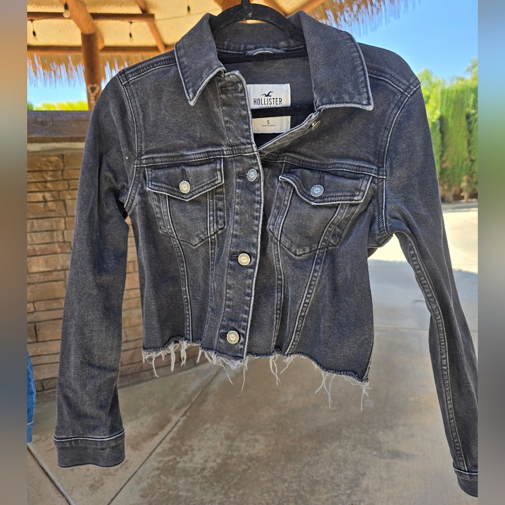 Hollister Charcoal Frayed Hem Jacket